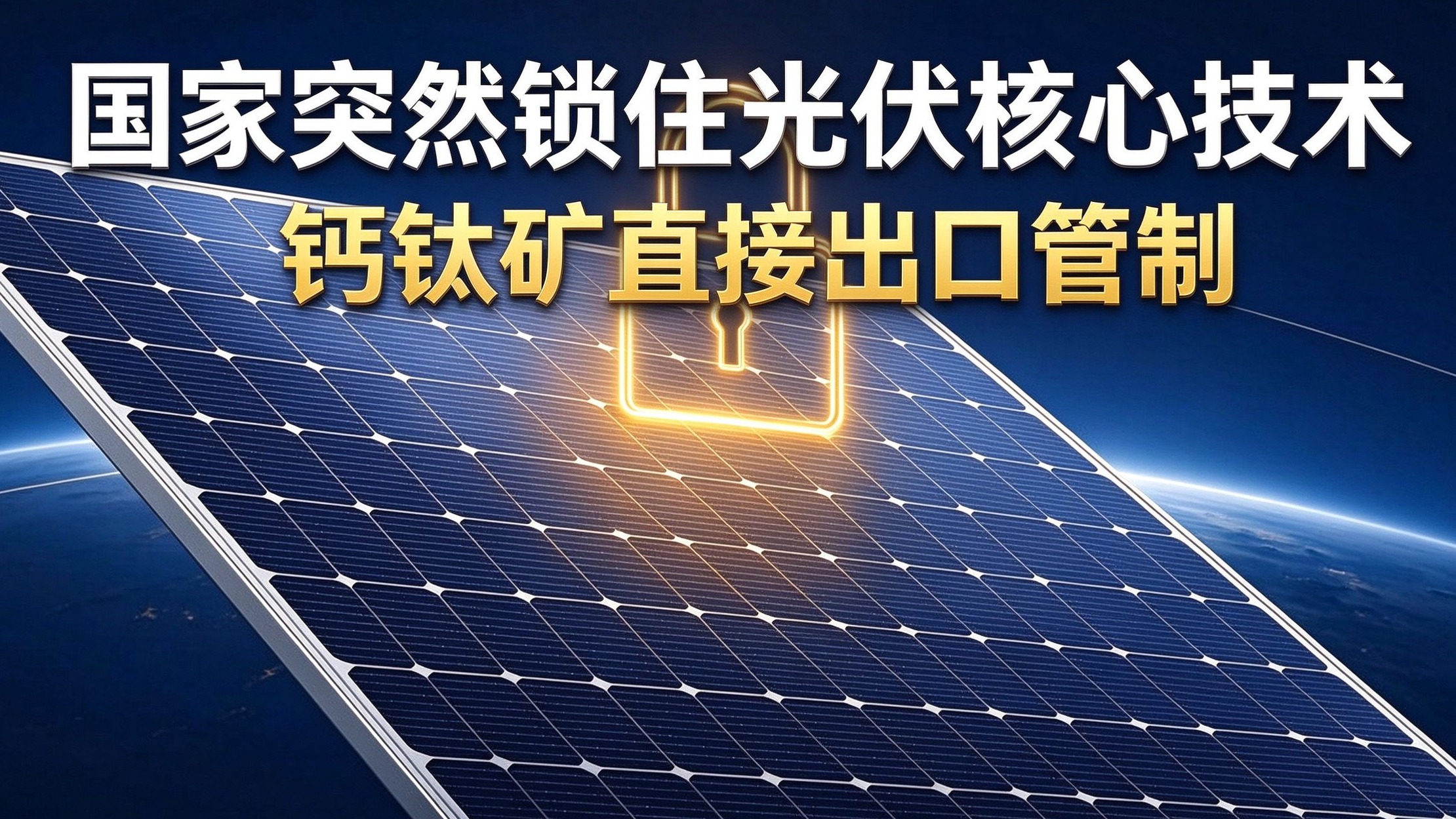 光伏核心技术拟出口管制:12项技术划红线,钙钛矿直接禁出